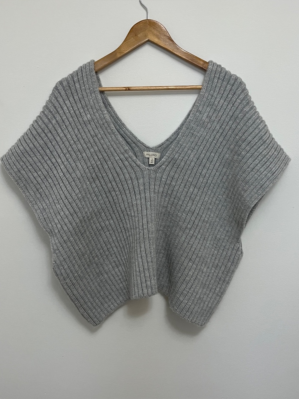 Anthropologie Pilcro Grey Knit Oversized Sweater Vest Size XL